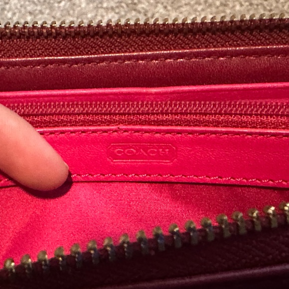 Coach Raspberry Leather Zip Wallet - Picture 4 of 4